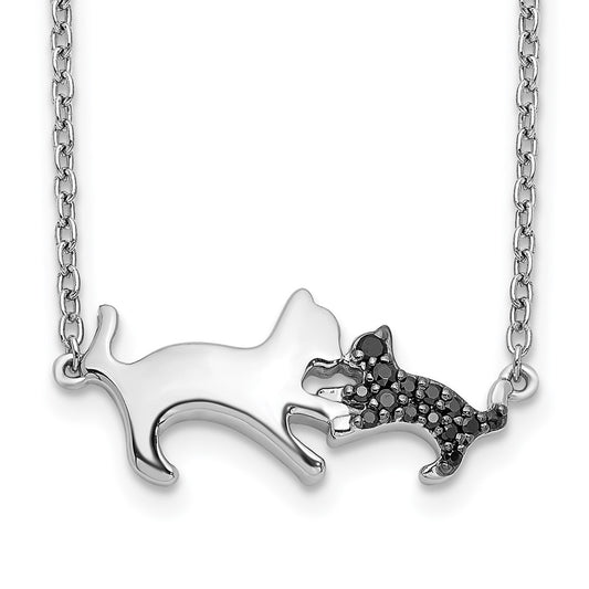 Buy Exclusive 14K White Gold 18-Inch Necklace with Black Diamond Cat Design