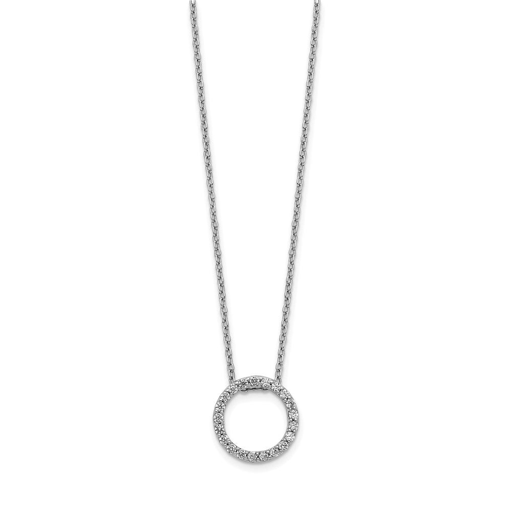 Exclusive 14K White Gold Diamond Circle Pendant Necklace - 18" Length, Affordable Price