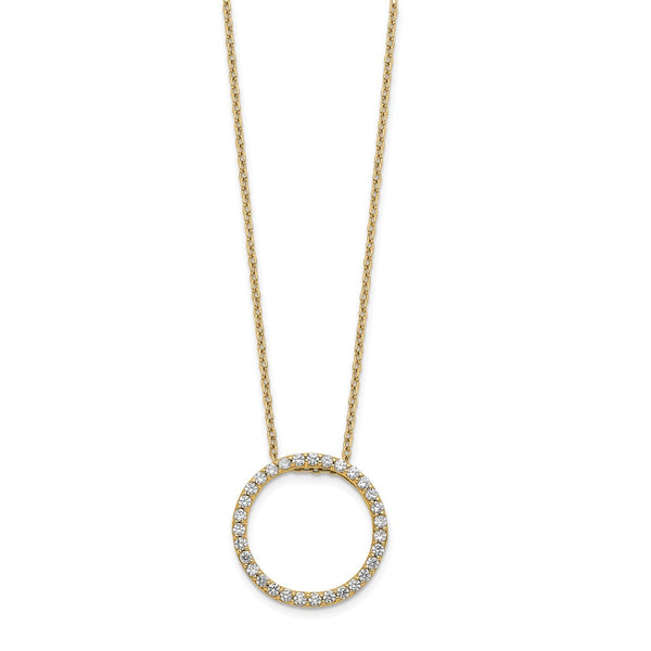 14K Gold Diamond Circle Necklace - 18 Inch - Style GR1-1017532