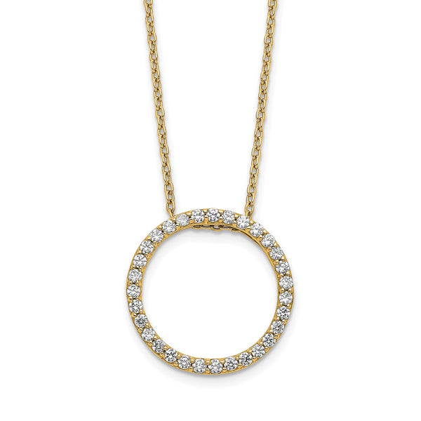 14K Gold Diamond Circle Necklace - 18 Inch - Style GR1-1017532