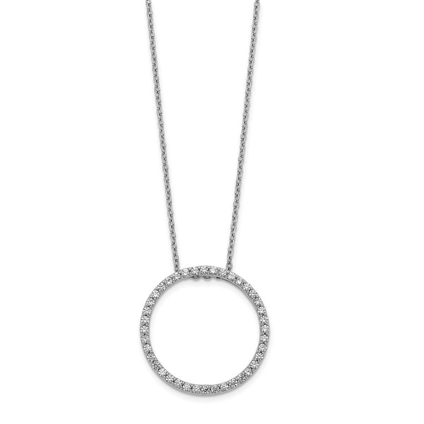 14K White Gold Diamond Circle Pendant Necklace - 18 Inch - Style GR1-1017535