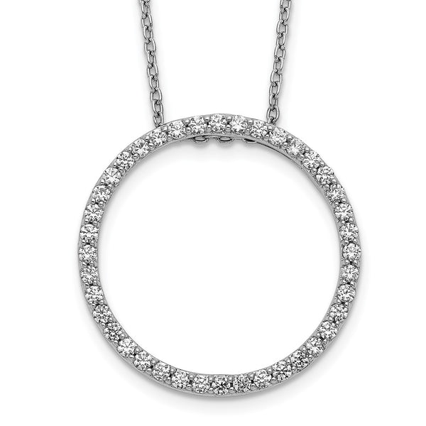 14K White Gold Diamond Circle Pendant Necklace - 18 Inch - Style GR1-1017535