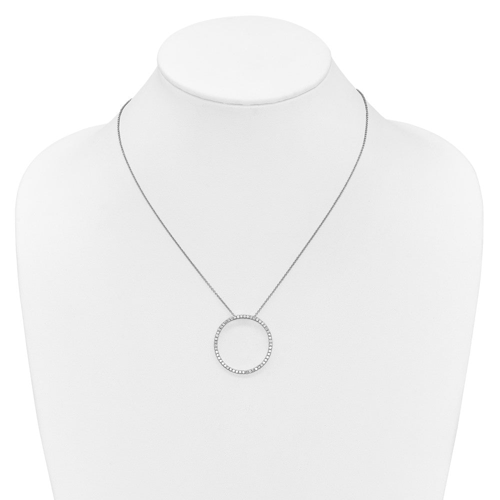 Buy Stylish 14K White Gold Diamond Circle Pendant Necklace - 18 Inch