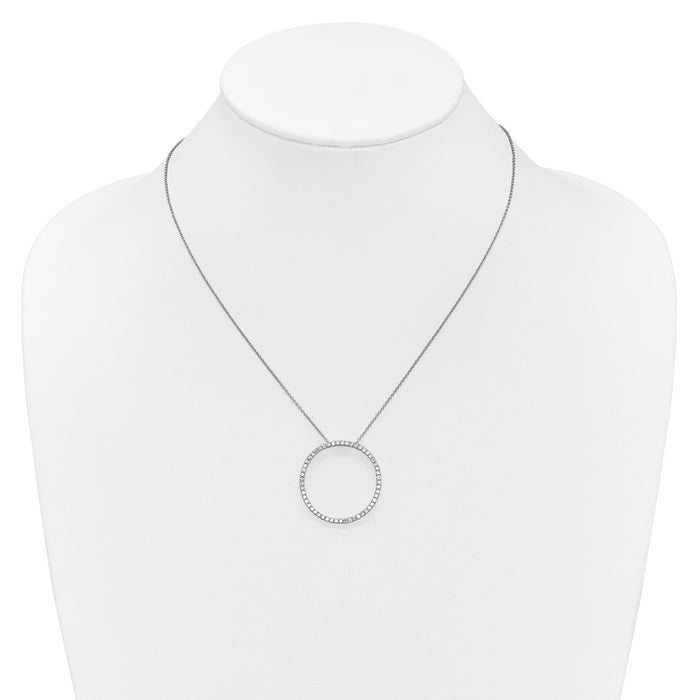 Buy Stylish 14K White Gold Diamond Circle Pendant Necklace - 18 Inch-3