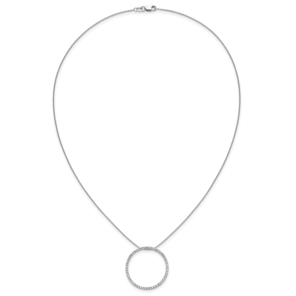 Buy Stylish 14K White Gold Diamond Circle Pendant Necklace - 18 Inch