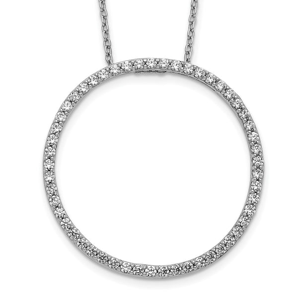 14K White Gold Diamond Circle Pendant Necklace - 18 Inch - Style GR1-1017539