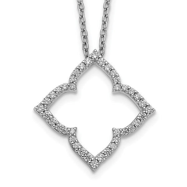 14K White Gold Diamond Necklace - 18 Inch Length