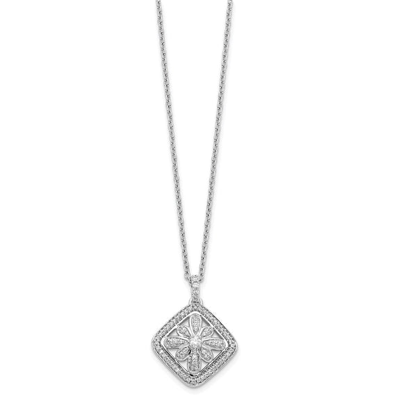 14K White Gold Vintage Diamond Necklace - 18 Inches