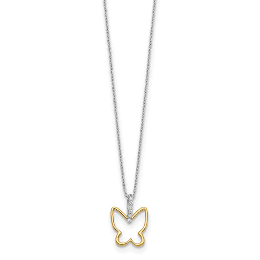 Shop 14K Two-Tone Diamond Butterfly Necklace - 18 Inch, Stylish Luxury Gift