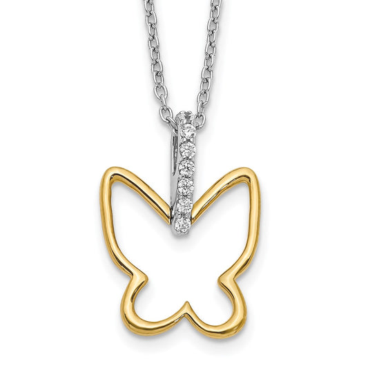 Shop 14K Two-Tone Diamond Butterfly Necklace - 18 Inch, Stylish Luxury Gift