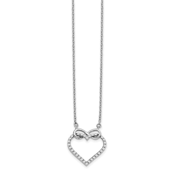 14K White Gold Infinity Heart Necklace with Diamonds - 18 Inch