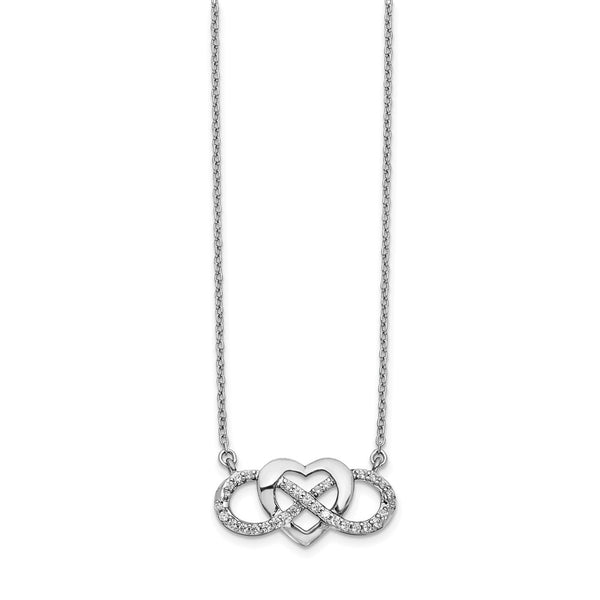 14K White Gold Diamond Infinity Heart Necklace - 18 Inch Length