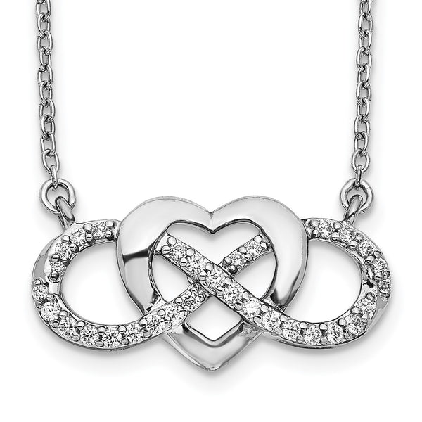 14K White Gold Diamond Infinity Heart Necklace - 18 Inch Length