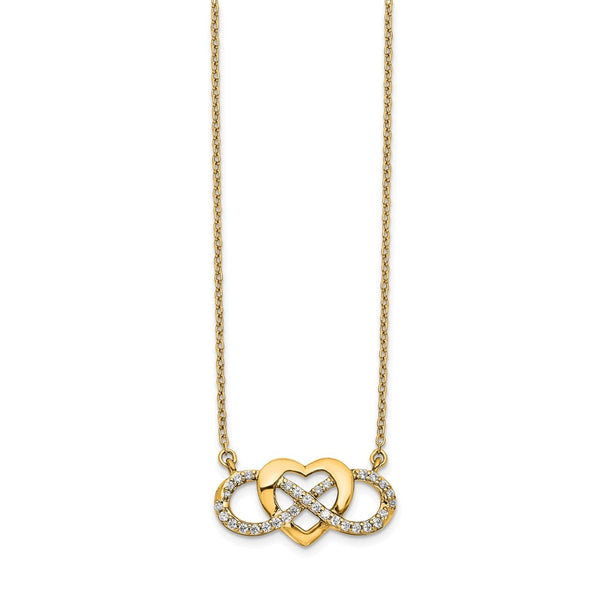 14K Gold Diamond Infinity Heart Necklace - 18 Inch