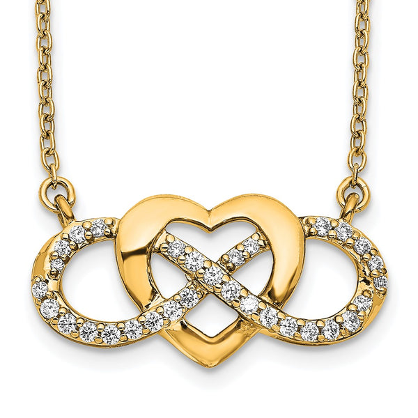 14K Gold Diamond Infinity Heart Necklace - 18 Inch