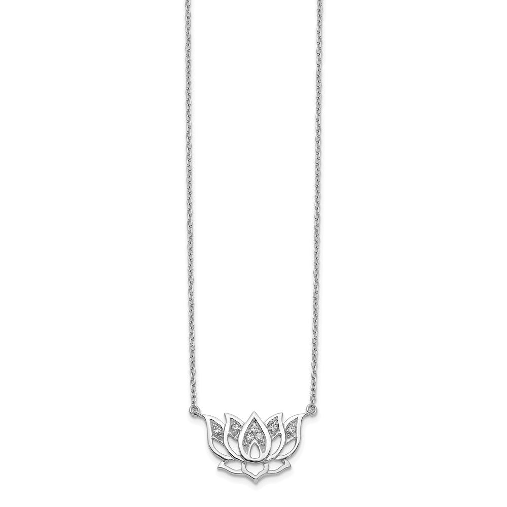 Buy 14K White Gold Diamond Lotus Flower Necklace - 18" Length, Stylish Value