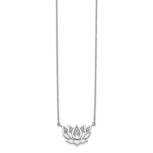 Buy 14K White Gold Diamond Lotus Flower Necklace - 18" Length, Stylish Value