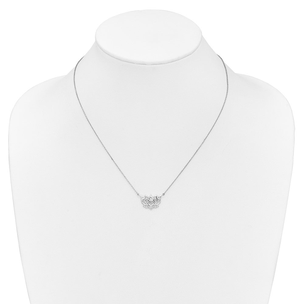 Buy 14K White Gold Diamond Lotus Flower Necklace - 18" Length, Stylish Value