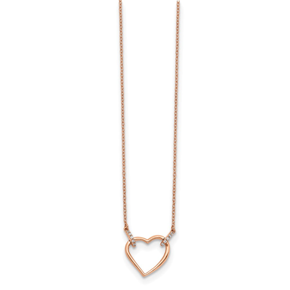Shop Exclusive 14K Rose Gold Heart Necklace with Diamonds - 18 Inch Length, Stylish