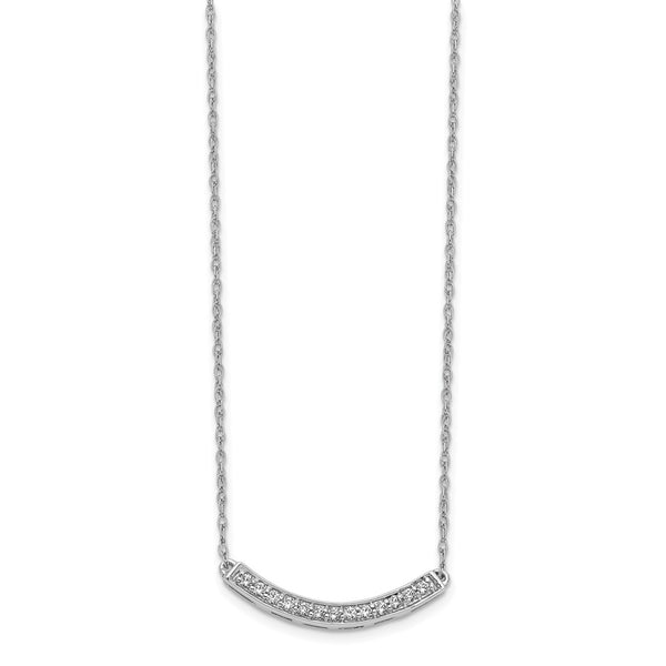 14K White Gold Diamond Curved Bar Necklace - 18 Inch - Style GR1-1017551