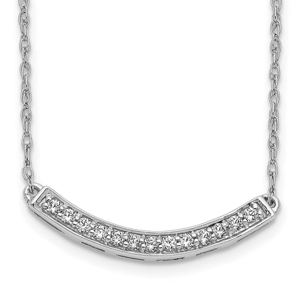 14K White Gold Diamond Curved Bar Necklace - 18 Inch - Style GR1-1017551