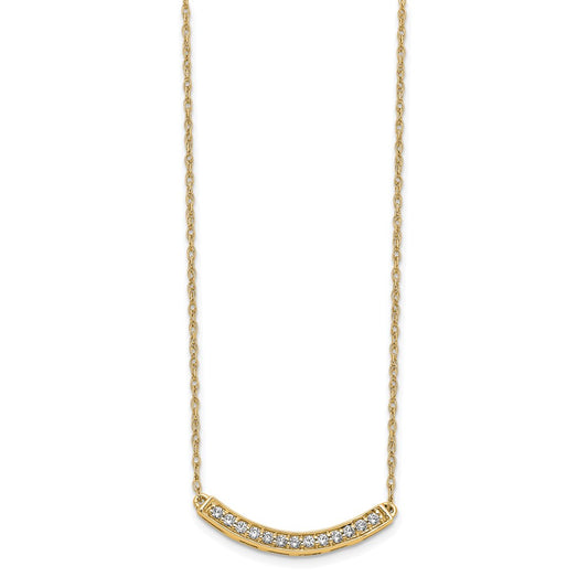 Exclusive 14K Gold Diamond Curved Bar Necklace - 18 Inch Length, Stylish Design