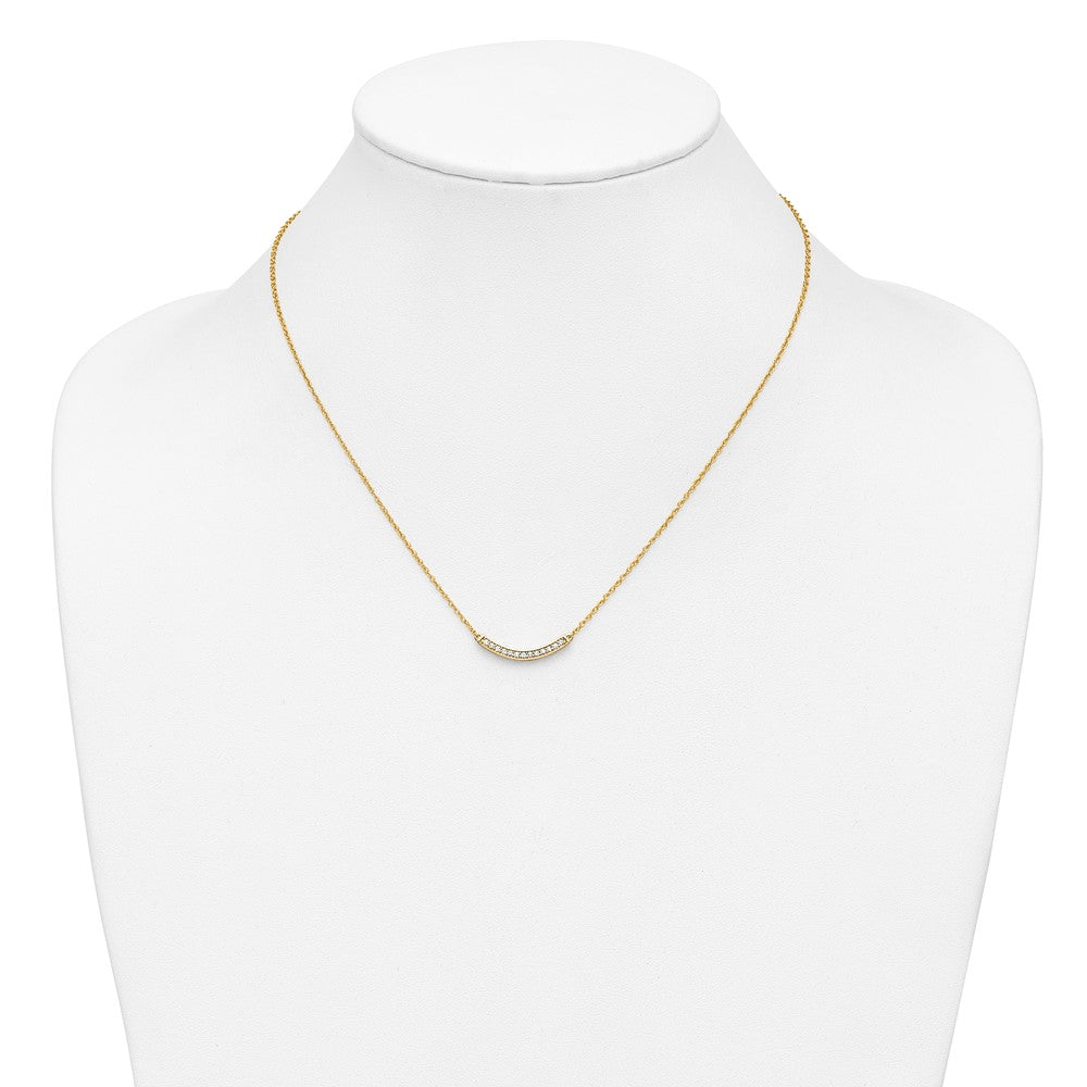 Exclusive 14K Gold Diamond Curved Bar Necklace - 18 Inch Length, Stylish Design