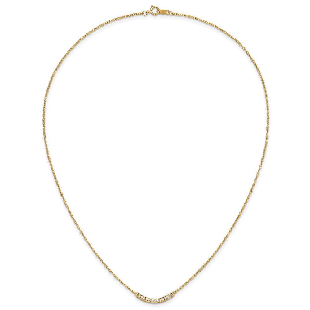 Exclusive 14K Gold Diamond Curved Bar Necklace - 18 Inch Length, Stylish Design