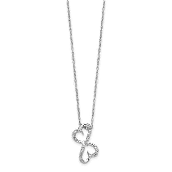 14K White Gold Diamond Heart Pendant Necklace - 18"