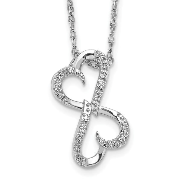14K White Gold Diamond Heart Pendant Necklace - 18"