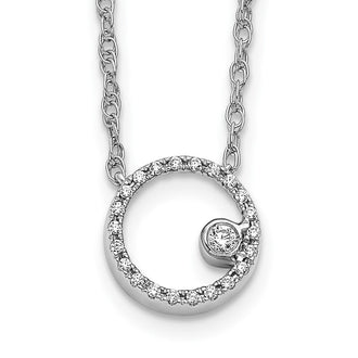 High-Quality 14K White Gold Diamond Circle Pendant Necklace - 18 Inch Stylish Value