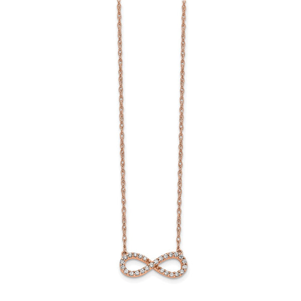 14k Rose Gold Infinity Necklace with Diamond Accent - 18 Inch