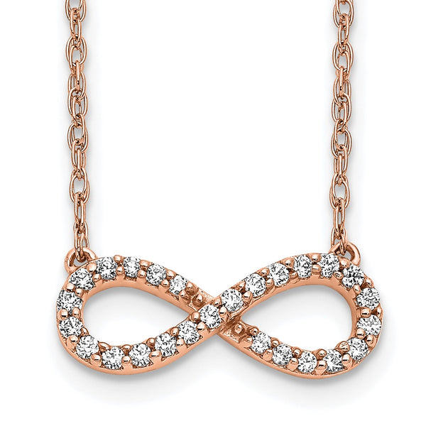 14k Rose Gold Infinity Necklace with Diamond Accent - 18 Inch