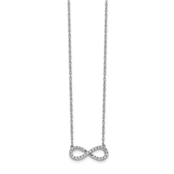 14K White Gold Infinity Necklace with Diamonds - 18"