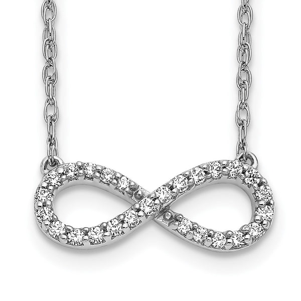 14K White Gold Infinity Necklace with Diamonds - 18"