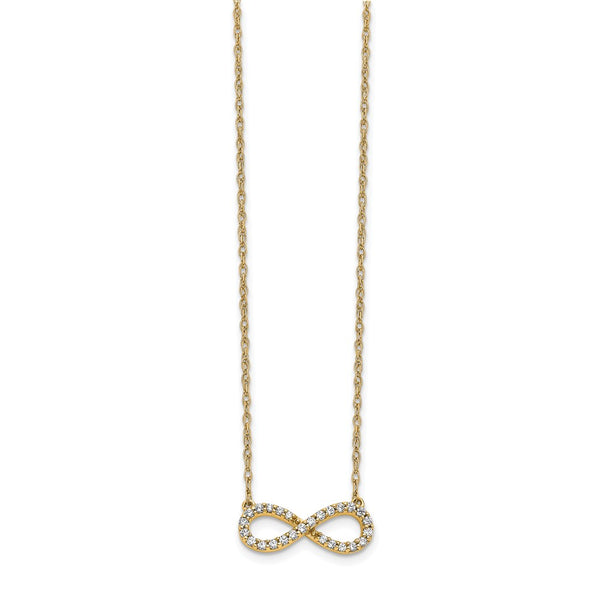 14K Yellow Gold Infinity Necklace with Diamond Accent, 18"