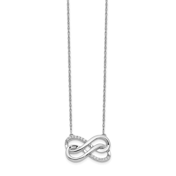 14K White Gold Double Infinity Necklace - 18" Diamonds
