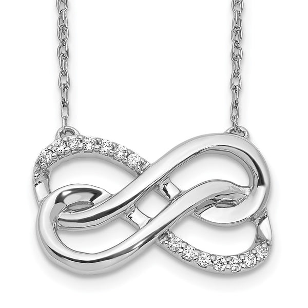 14K White Gold Double Infinity Necklace - 18" Diamonds