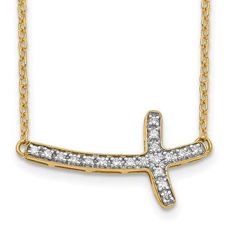 Buy Stylish 14K Gold Diamond Sideways Cross Necklace - 18 Inches Luxury Value