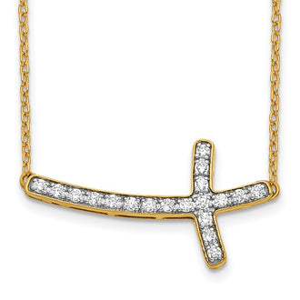 Shop 14K Gold Sideways Cross Necklace with Diamonds - 18 Inches, Affordable Luxury