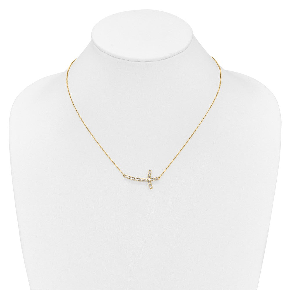 Buy Stylish 14K Gold Diamond Sideways Cross Necklace - 18 Inches, Luxury Value