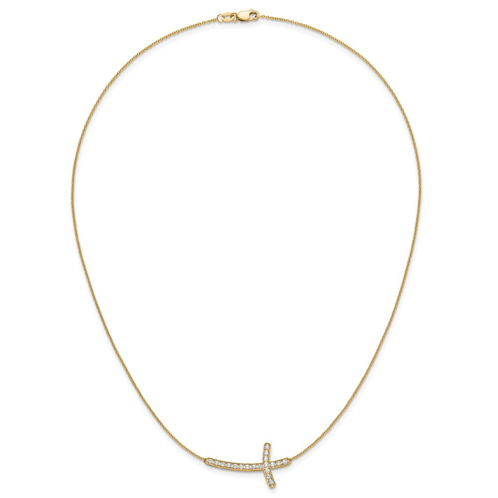 Buy Stylish 14K Gold Diamond Sideways Cross Necklace - 18 Inches, Luxury Value