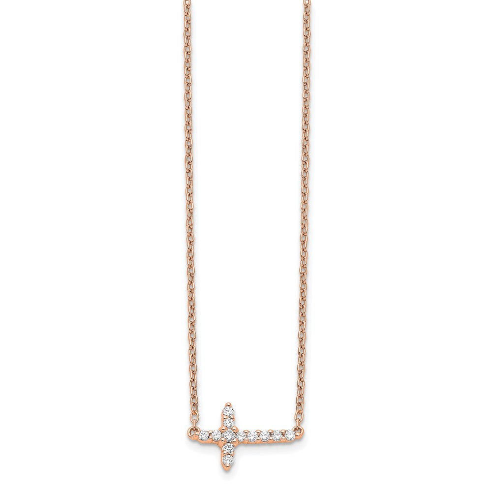 Buy Exclusive 14K Rose Gold Diamond Cross Necklace - 18" Stylish & Affordable!