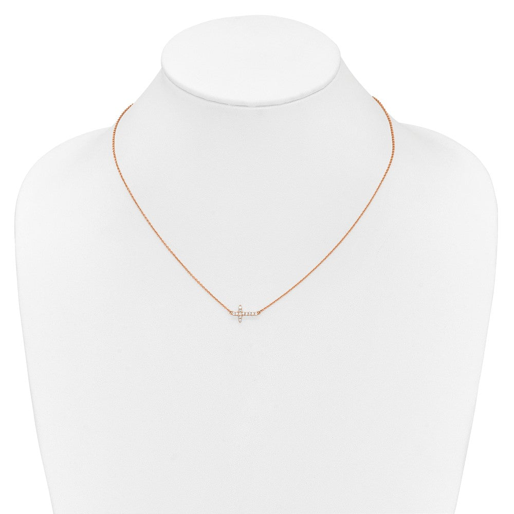 Buy Exclusive 14K Rose Gold Diamond Cross Necklace - 18" Stylish & Affordable!