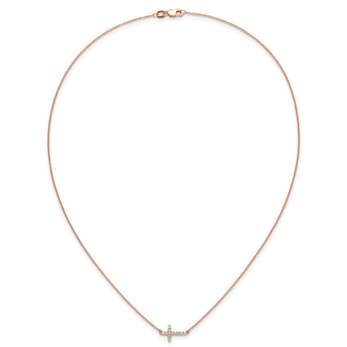 Buy Exclusive 14K Rose Gold Diamond Cross Necklace - 18" Stylish & Affordable!-4