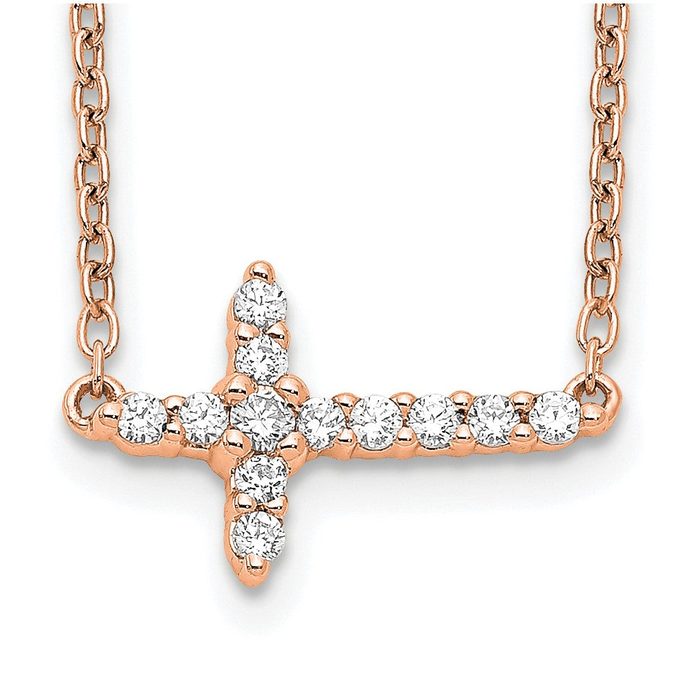 Buy Exclusive 14K Rose Gold Diamond Cross Necklace - 18" Stylish & Affordable!