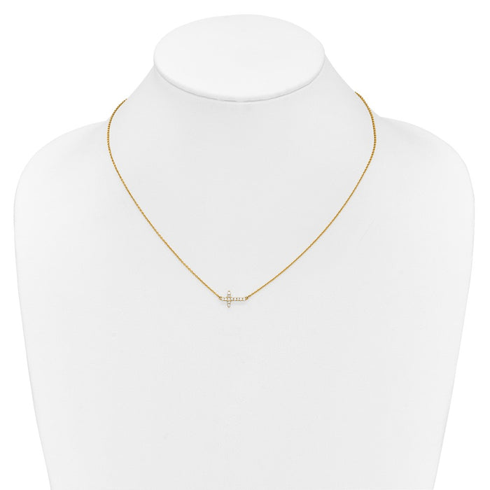 Exclusive 14K Gold Diamond Sideways Cross Necklace - 18 Inches, Stylish Value-3