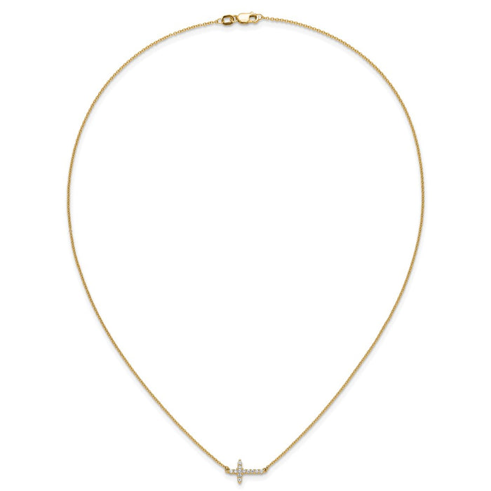 Exclusive 14K Gold Diamond Sideways Cross Necklace - 18 Inches, Stylish Value-4