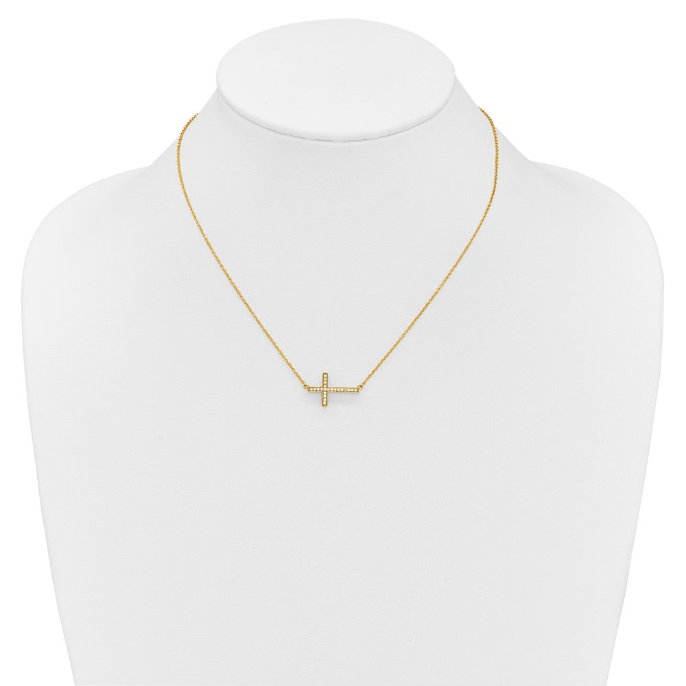 Buy 14K Gold Diamond Sideways Cross Necklace - 18 Inches, Stylish & Affordable