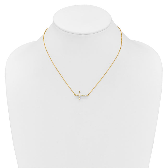 Buy 14K Gold Diamond Sideways Cross Necklace - 18 Inches, Stylish & Affordable-3
